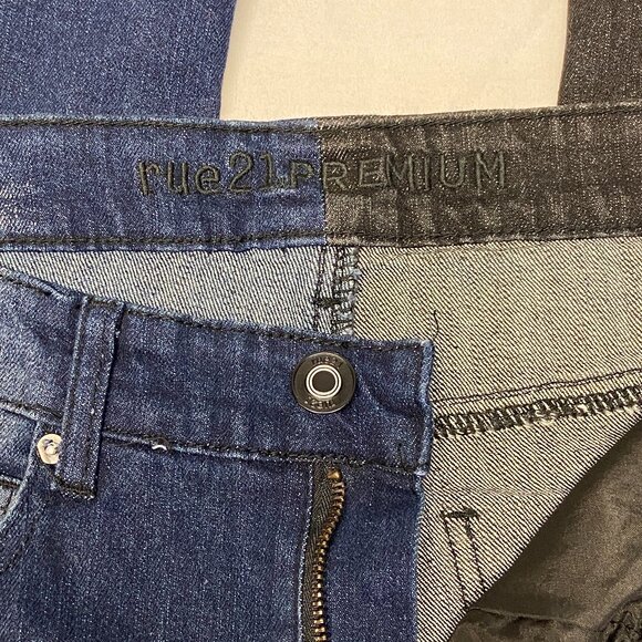 Rue 21 Prem Midrise Distress Two Color Screen Print Graffiti Skinny Denim Jeans - Picture 12 of 14